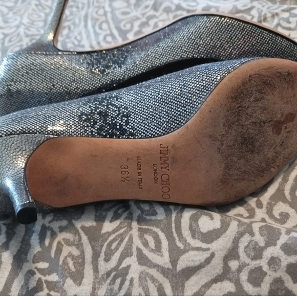 Jimmy Choo Isabel Glittery Peep Toe Kitten Heel Pump Women's 36.5 - Picture 6 of 14